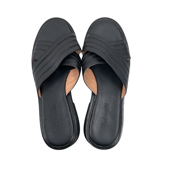 New Madewell The Alina Platform Sandal Black Leather Criss Cross Straps Size 8 - Picture 9 of 14